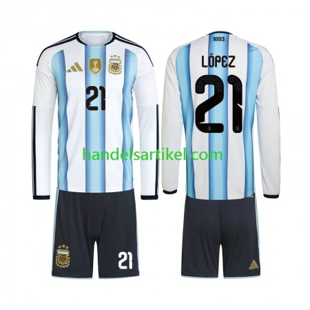 Argentinien Jose Manuel Lopez 21 Kinder Heim Trikotsatz World Cup 2026 Langarm